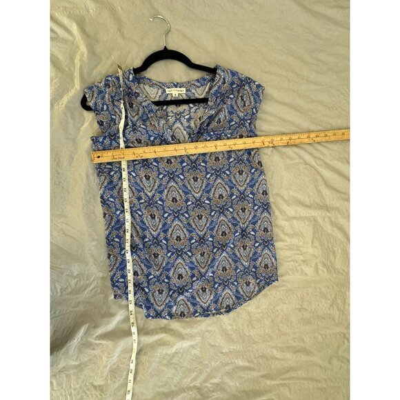 Artisan NY Womens Blue Blouse Small Paisley sleeveless striped rayon v-neck - Picture 7 of 7